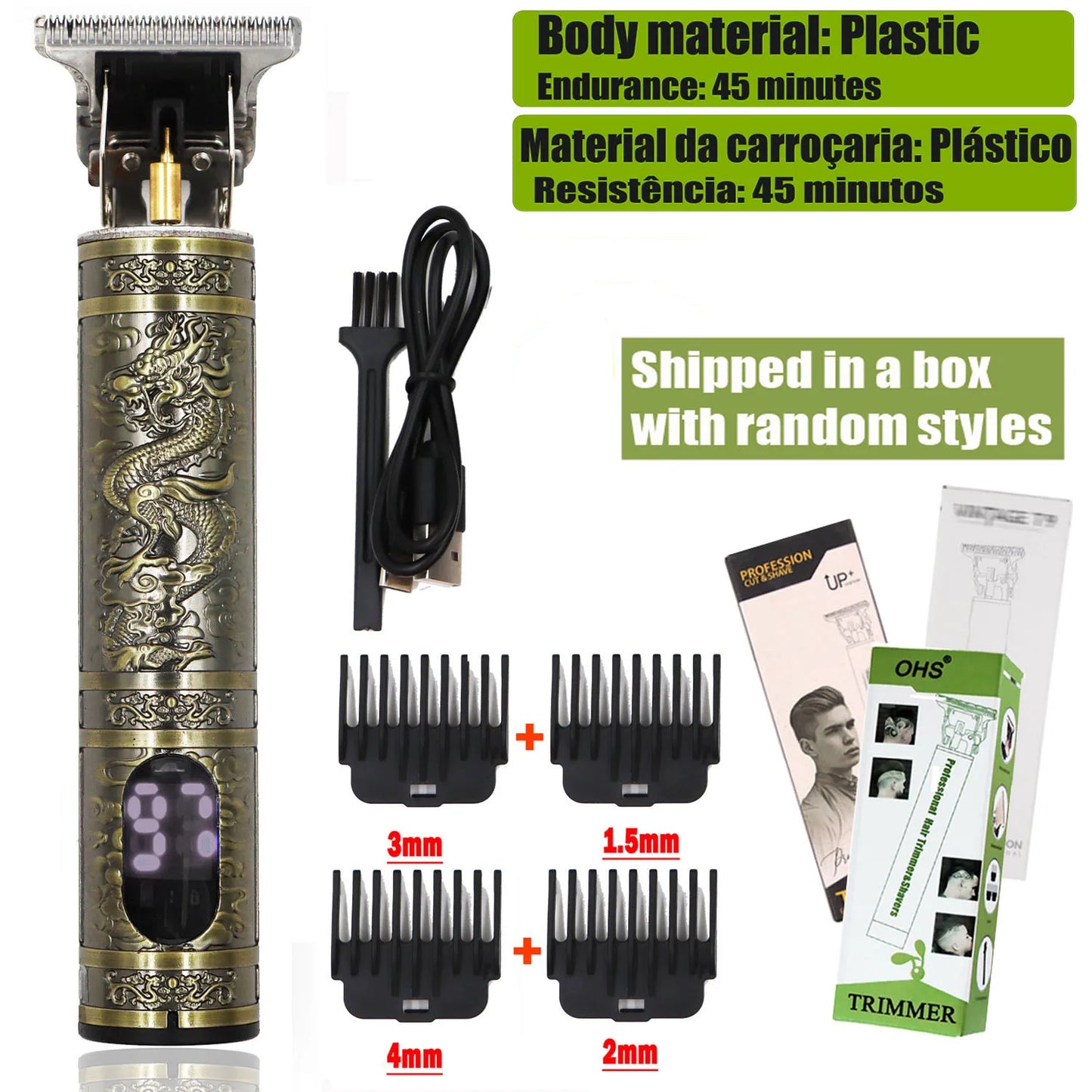 3 2 1 Clip it Repair Beard Shaving Body Hair Trimmer Clippers Electric Machine Men Haircut Machine 0mm Barber Shaver