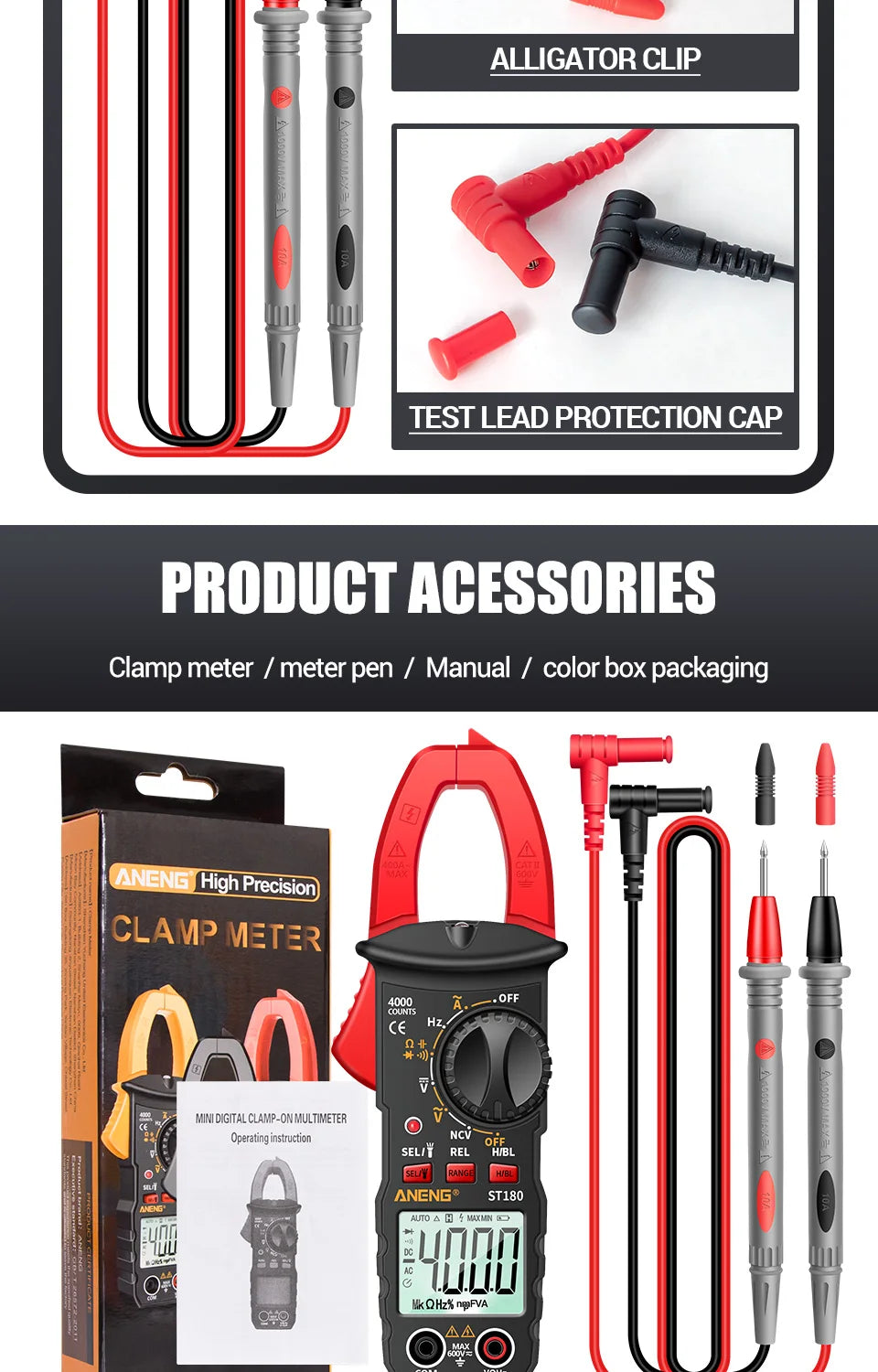 AC Current Clamp Meter Digital 4000 Counts Multimeter Ammeter Voltage Tester Car Amp Hz Capacitance NCV Ohm Tool