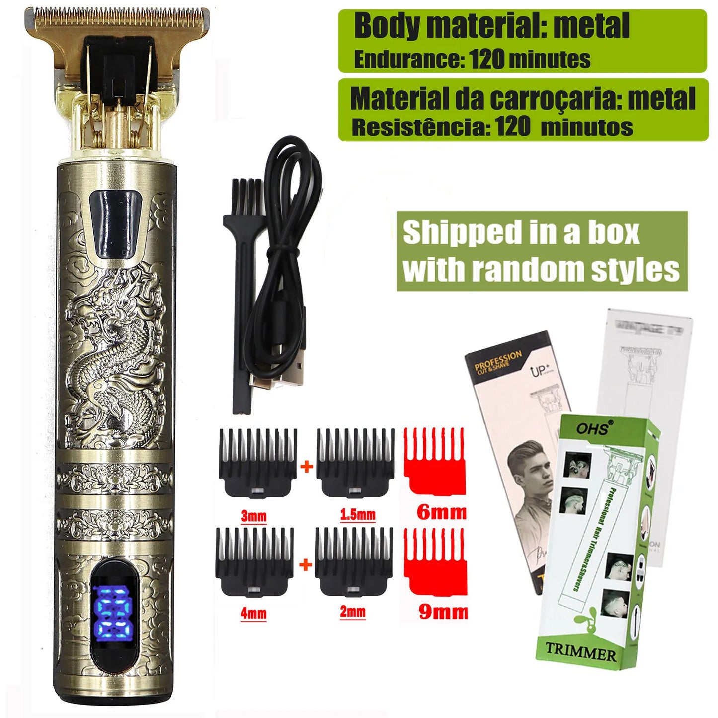 3 2 1 Clip it Repair Beard Shaving Body Hair Trimmer Clippers Electric Machine Men Haircut Machine 0mm Barber Shaver
