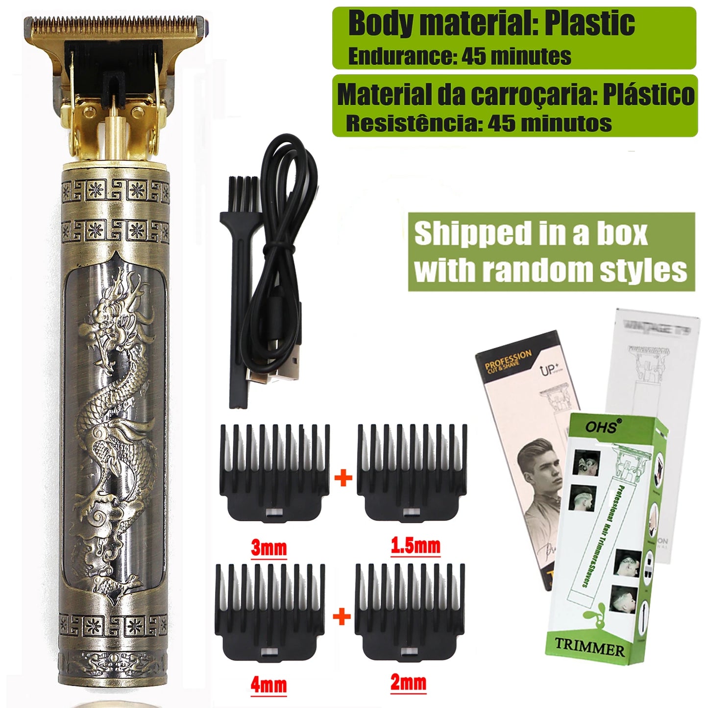 3 2 1 Clip it Repair Beard Shaving Body Hair Trimmer Clippers Electric Machine Men Haircut Machine 0mm Barber Shaver