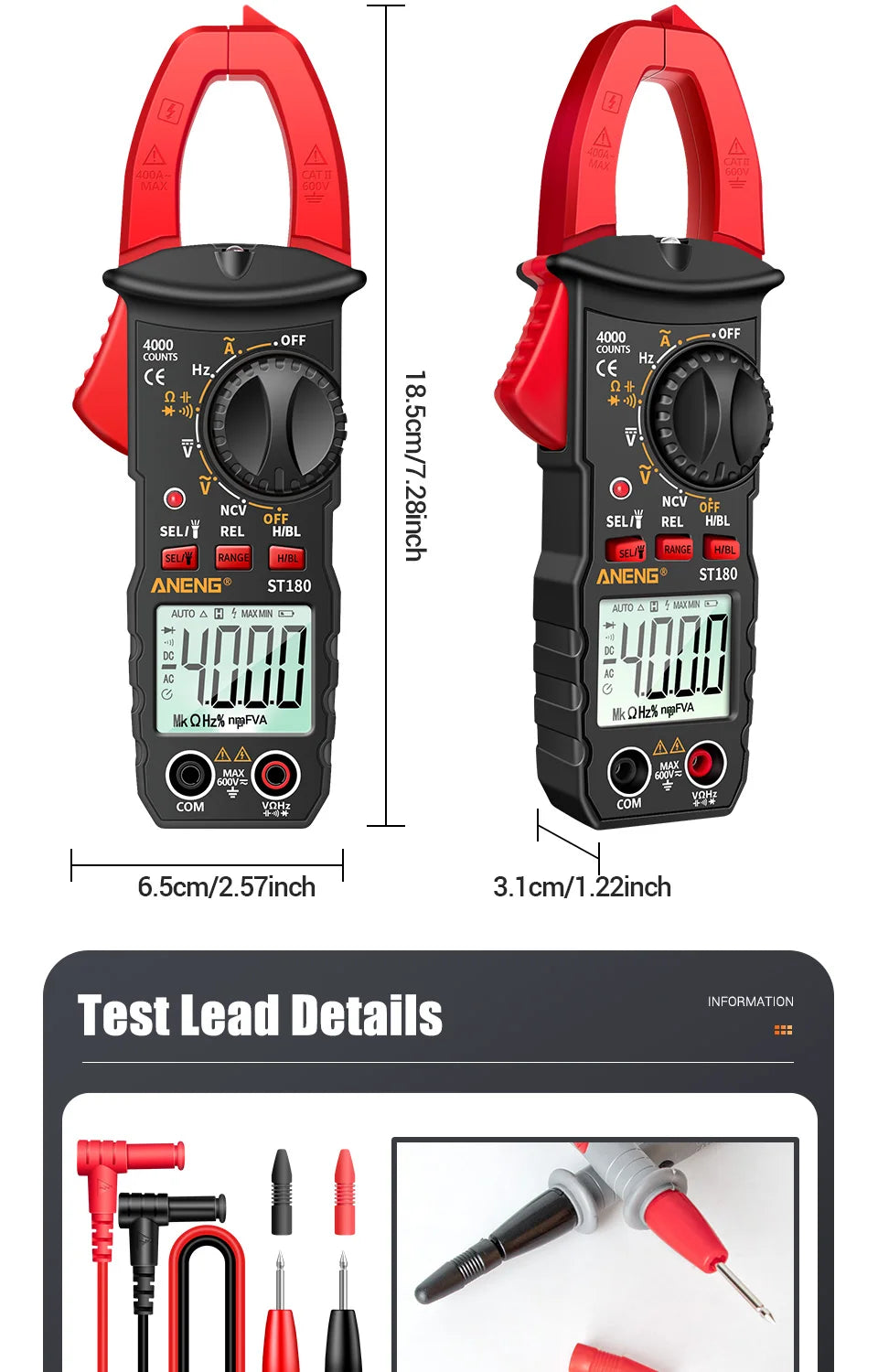 AC Current Clamp Meter Digital 4000 Counts Multimeter Ammeter Voltage Tester Car Amp Hz Capacitance NCV Ohm Tool