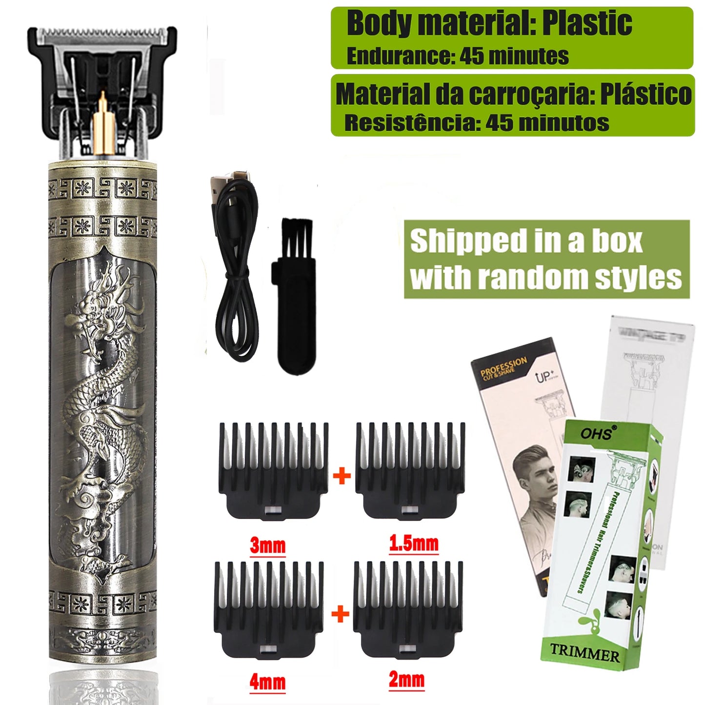 3 2 1 Clip it Repair Beard Shaving Body Hair Trimmer Clippers Electric Machine Men Haircut Machine 0mm Barber Shaver