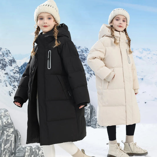 -20 degrees Celsius Down boys and girls jackets,2025 new medium-length thickened cotton-padded jackets for children to keep warm
