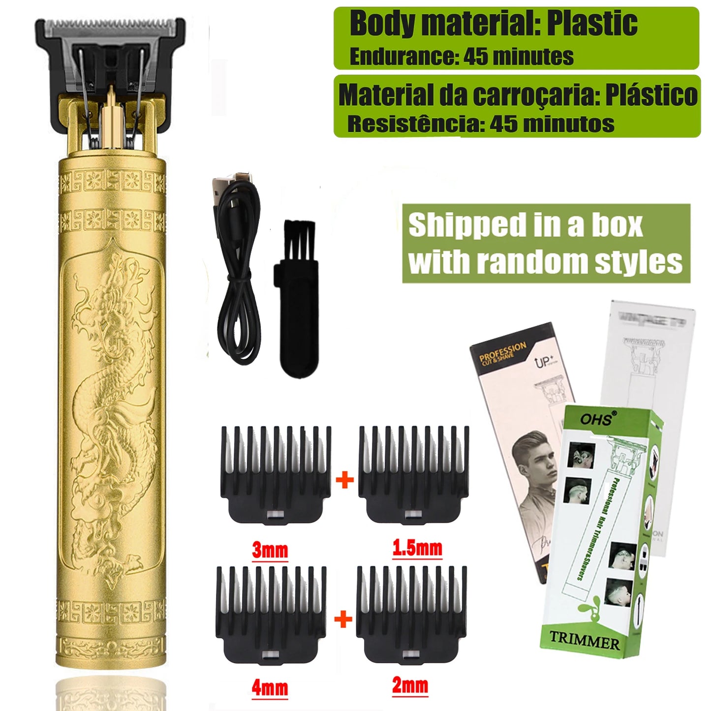 3 2 1 Clip it Repair Beard Shaving Body Hair Trimmer Clippers Electric Machine Men Haircut Machine 0mm Barber Shaver