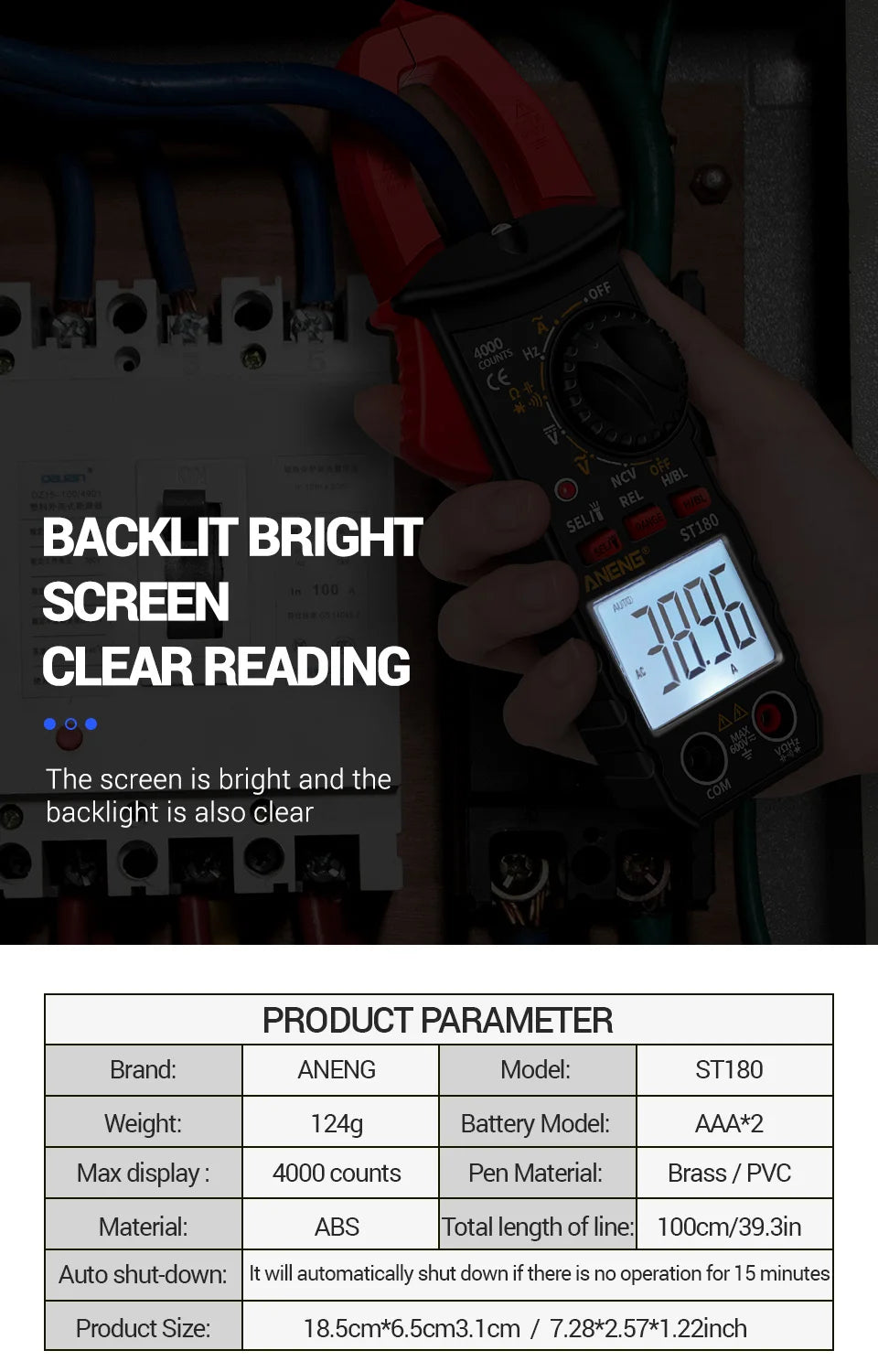 AC Current Clamp Meter Digital 4000 Counts Multimeter Ammeter Voltage Tester Car Amp Hz Capacitance NCV Ohm Tool