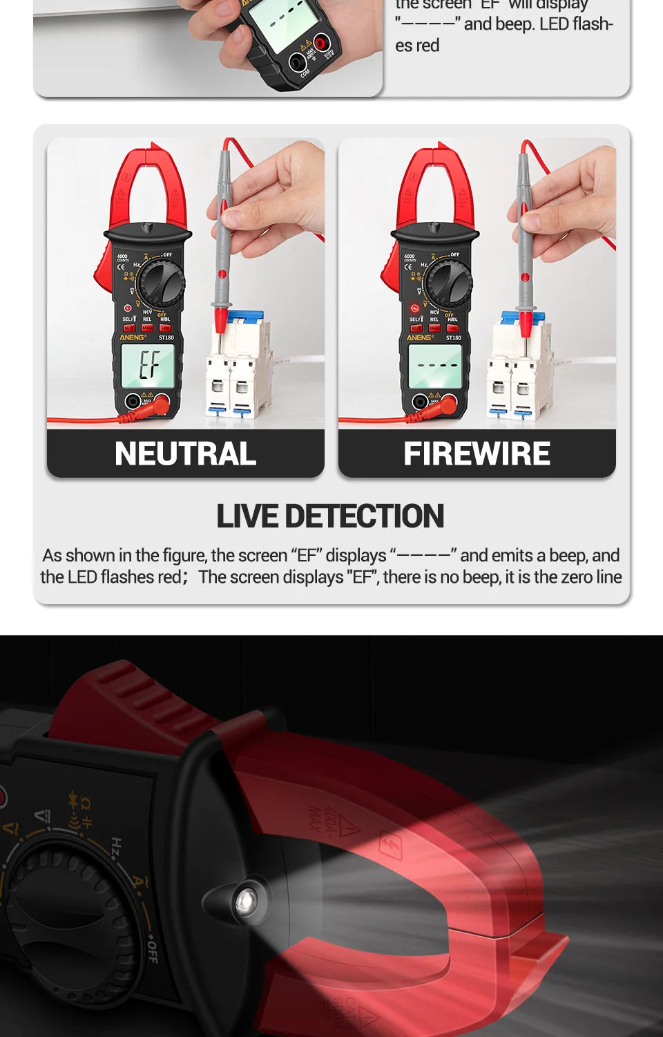 AC Current Clamp Meter Digital 4000 Counts Multimeter Ammeter Voltage Tester Car Amp Hz Capacitance NCV Ohm Tool