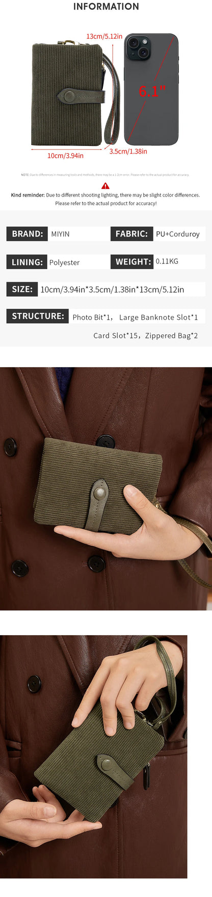 Solid Color Women's Trifold Wallet RFID Shielding Multifunctional Large Capacity Credit Card Bag with ID Window Short Coin Purse