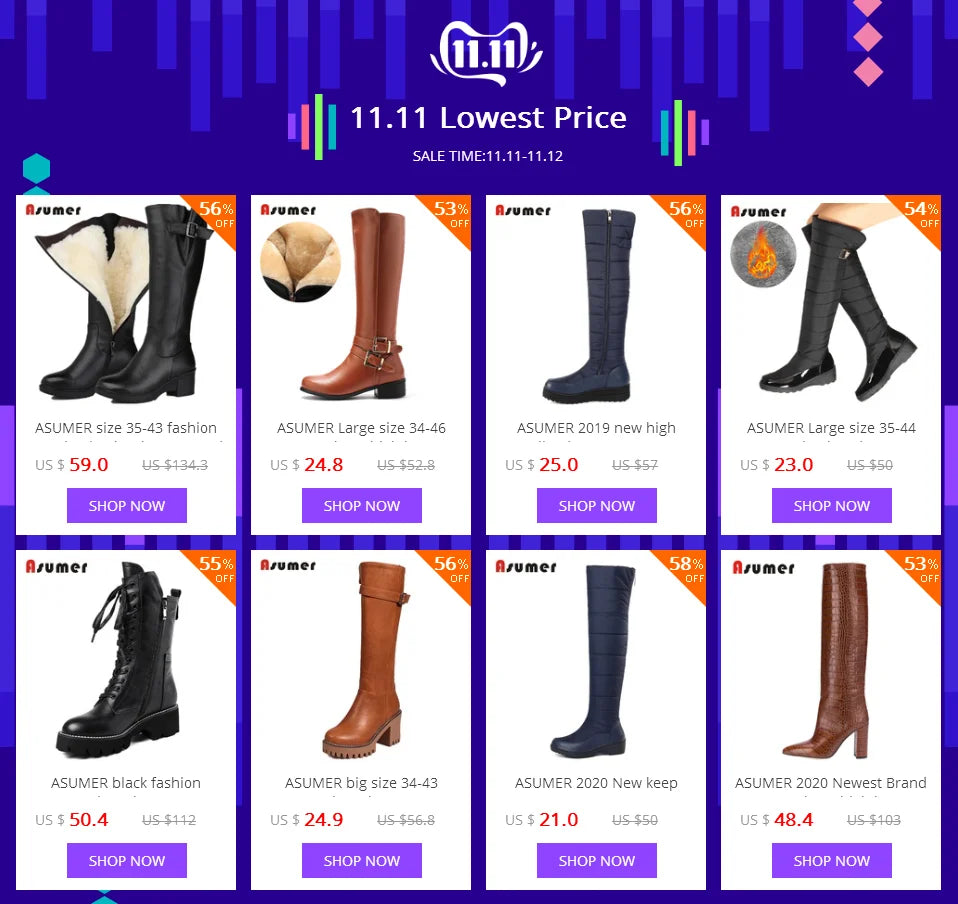 ASUMER 2026 New big size knee high boots women square high heels platform ladies boots lace up autumn winter boots female