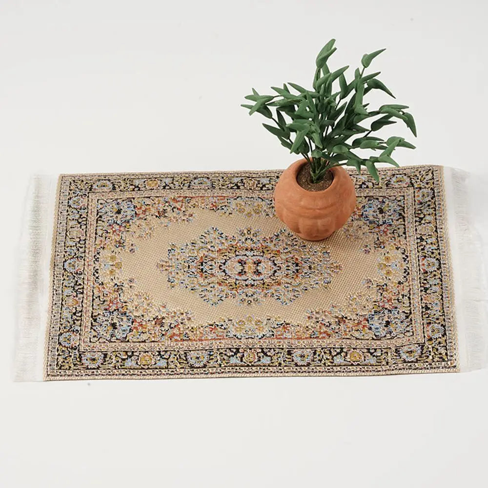 1:12 Scale Turkish Style Playing House Mini House Decor Floor Coverings Doll Accessories Dollhouse Carpet Miniature Weaving Rug