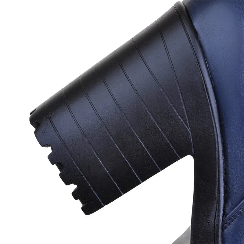 ASUMER 2026 New big size knee high boots women square high heels platform ladies boots lace up autumn winter boots female