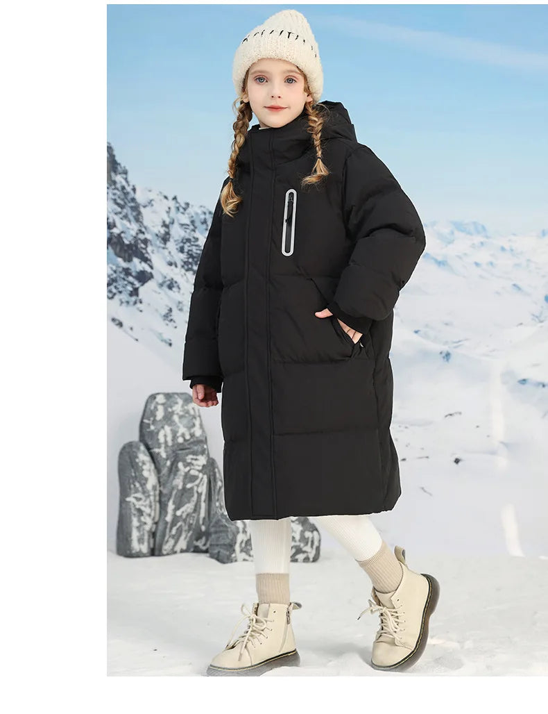 -20 degrees Celsius Down boys and girls jackets,2025 new medium-length thickened cotton-padded jackets for children to keep warm