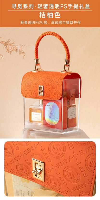 Light Luxury Acrylic Transparent Packaging Box Wedding Party Companion Gift Boxes Happy Candy Handheld Box Jewelry Storage Box