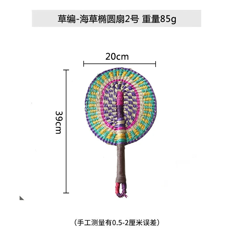 Boho Style Straw Fan Hand Woven Manual Paddle Fan Wall Decoration Of Nordic Homestays Art Crafts Fan Home Decor Accessories