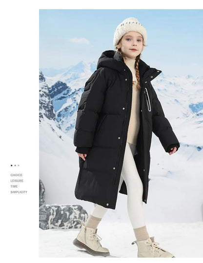 -20 degrees Celsius Down boys and girls jackets,2025 new medium-length thickened cotton-padded jackets for children to keep warm