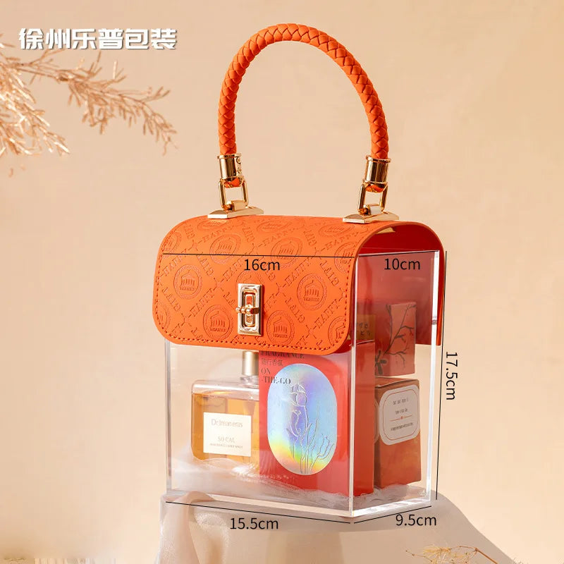 Light Luxury Acrylic Transparent Packaging Box Wedding Party Companion Gift Boxes Happy Candy Handheld Box Jewelry Storage Box