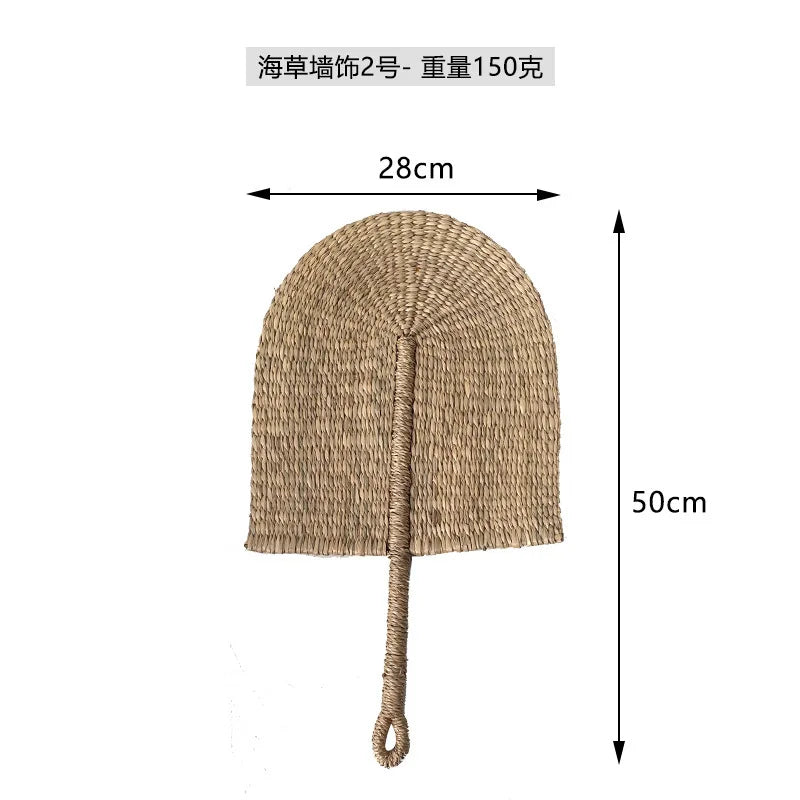 Boho Style Straw Fan Hand Woven Manual Paddle Fan Wall Decoration Of Nordic Homestays Art Crafts Fan Home Decor Accessories