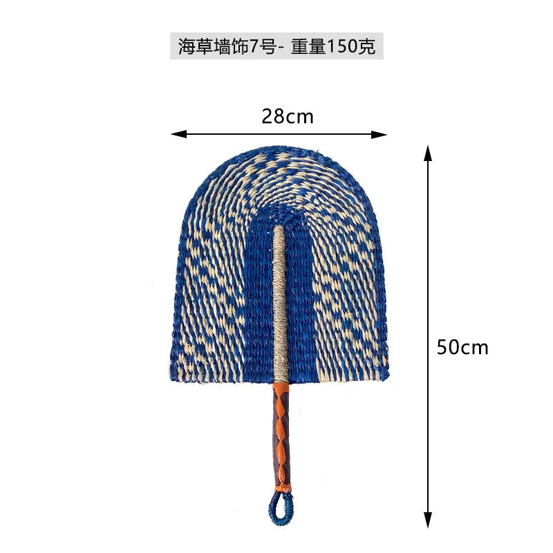 Boho Style Straw Fan Hand Woven Manual Paddle Fan Wall Decoration Of Nordic Homestays Art Crafts Fan Home Decor Accessories