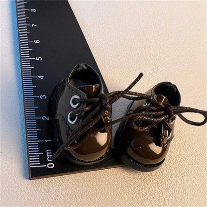 Labubu 3.8cm PU leather shoes 17cm cotton doll Labubu shoe toy versatile coffee colored shoes DIY doll accessories toy Labubu