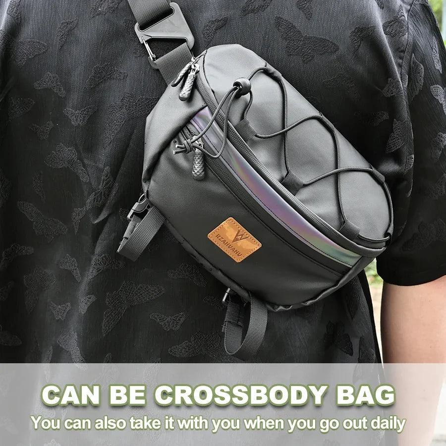 Bicycle Handlebar Bag Portable Waterproof Multi-purpose MTB Road Bike Frame Tube Bag Elastic Messenger Bag Sports Backpack