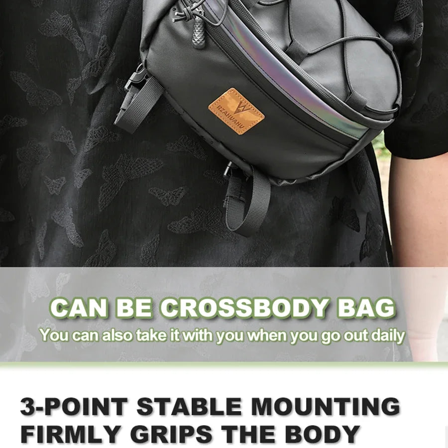 Bicycle Handlebar Bag Portable Waterproof Multi-purpose MTB Road Bike Frame Tube Bag Elastic Messenger Bag Sports Backpack