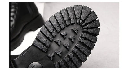 2025 Autumn Winter Shoes Men Leather Boots Thick Sole Non-slip Warm Plush Cold Winter Cow Leather Male Ankle Botas Black KA4867