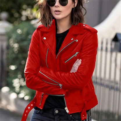 Leather Jacket for Women New Tops for Autumn Short Spring Korean Version of PU Motorcycle Suit Winter Leather Jacket
