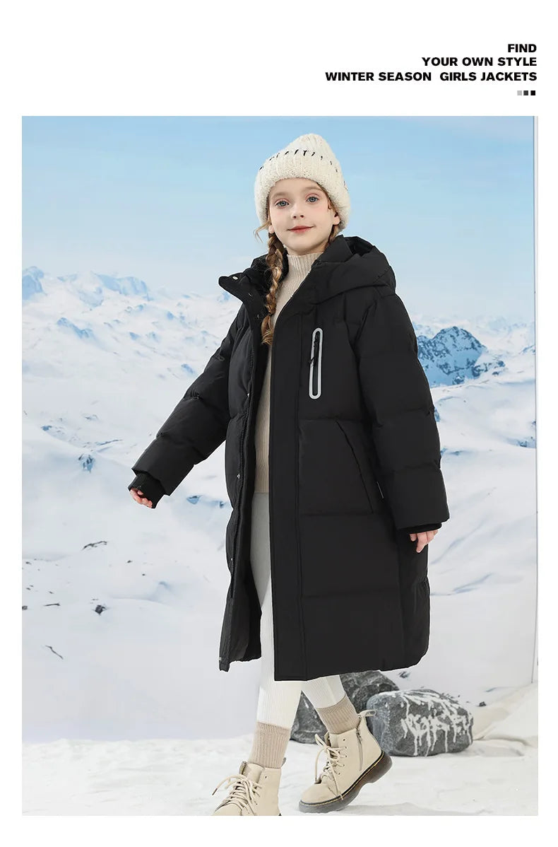 -20 degrees Celsius Down boys and girls jackets,2025 new medium-length thickened cotton-padded jackets for children to keep warm