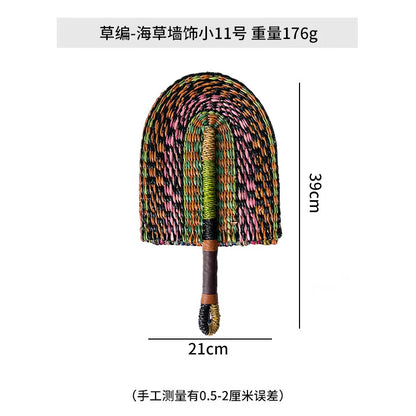 Boho Style Straw Fan Hand Woven Manual Paddle Fan Wall Decoration Of Nordic Homestays Art Crafts Fan Home Decor Accessories