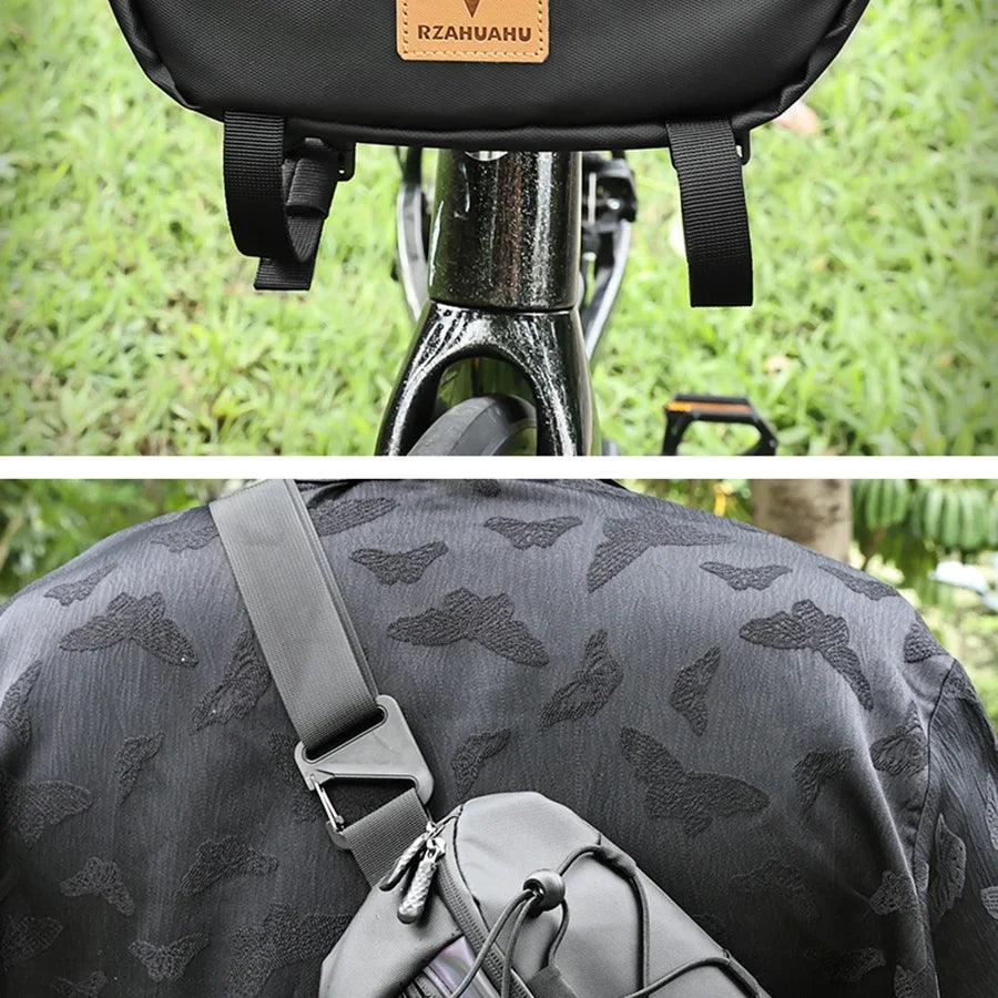 Bicycle Handlebar Bag Portable Waterproof Multi-purpose MTB Road Bike Frame Tube Bag Elastic Messenger Bag Sports Backpack