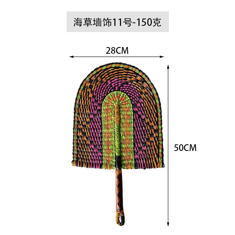 Boho Style Straw Fan Hand Woven Manual Paddle Fan Wall Decoration Of Nordic Homestays Art Crafts Fan Home Decor Accessories