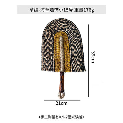 Boho Style Straw Fan Hand Woven Manual Paddle Fan Wall Decoration Of Nordic Homestays Art Crafts Fan Home Decor Accessories