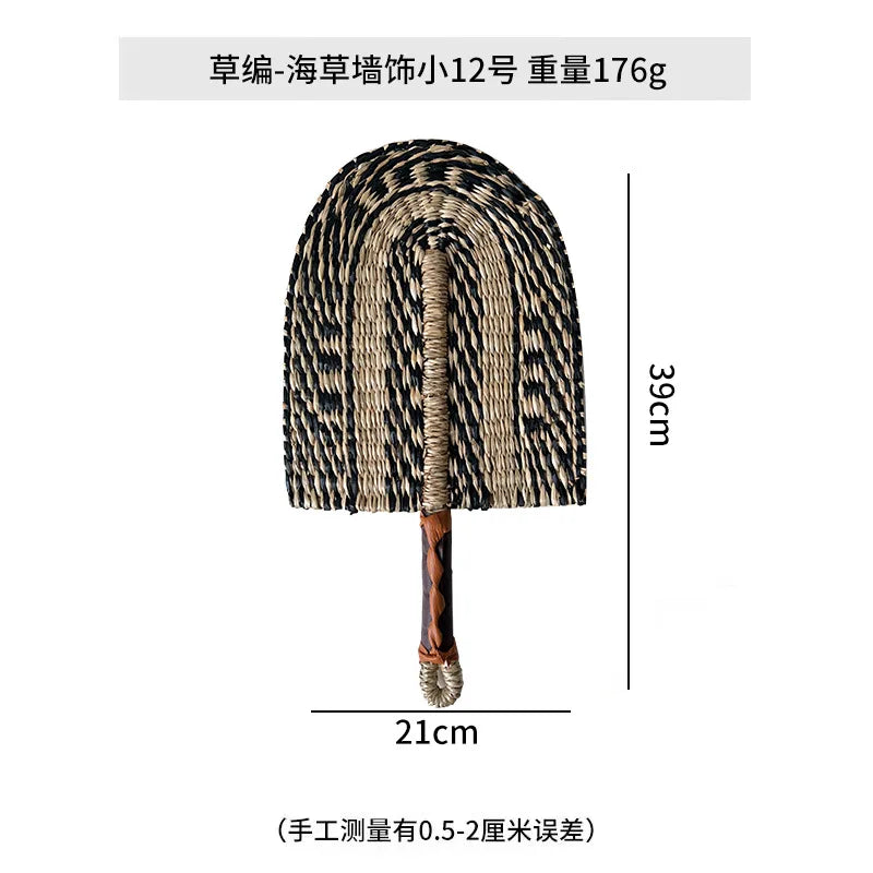 Boho Style Straw Fan Hand Woven Manual Paddle Fan Wall Decoration Of Nordic Homestays Art Crafts Fan Home Decor Accessories