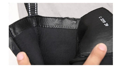 2025 Autumn Winter Shoes Men Leather Boots Thick Sole Non-slip Warm Plush Cold Winter Cow Leather Male Ankle Botas Black KA4867