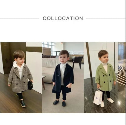 Kids Winter Jacket Wool Coat For Boys Woolen Outerwear Boys Winter Jacket Children Clothing Warm Boy Thicken Blazer Kids Clothes