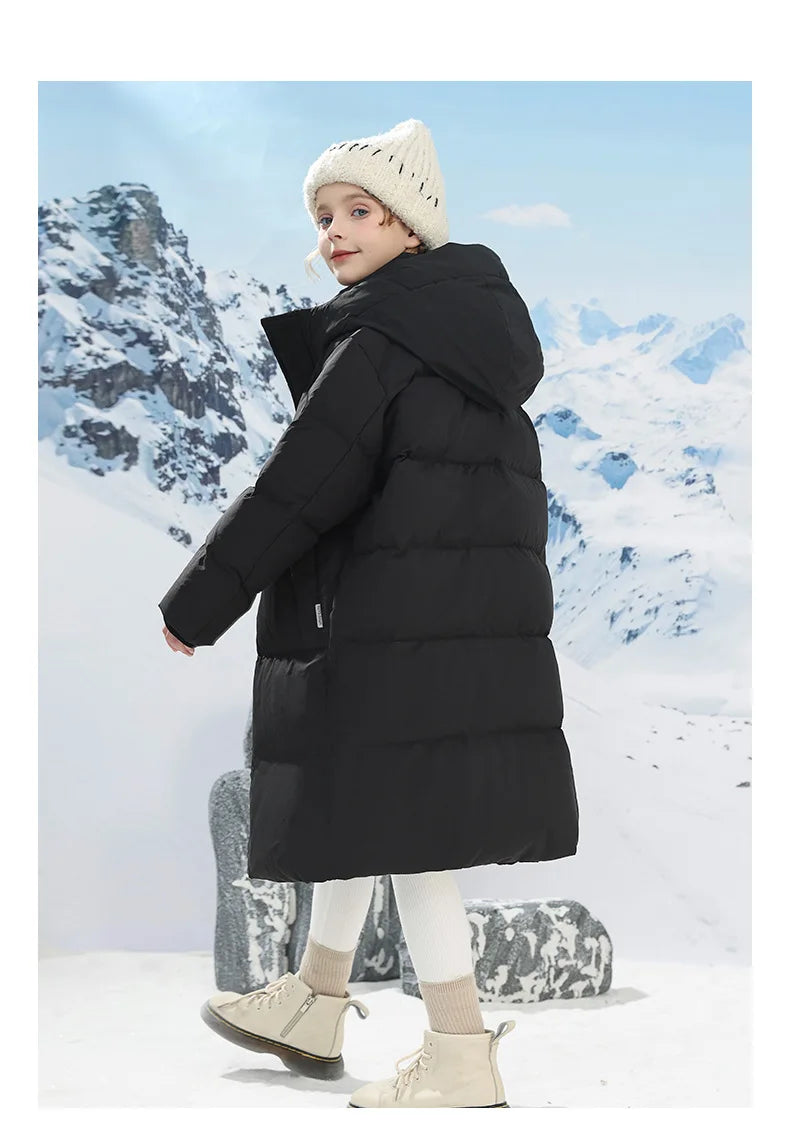 -20 degrees Celsius Down boys and girls jackets,2025 new medium-length thickened cotton-padded jackets for children to keep warm