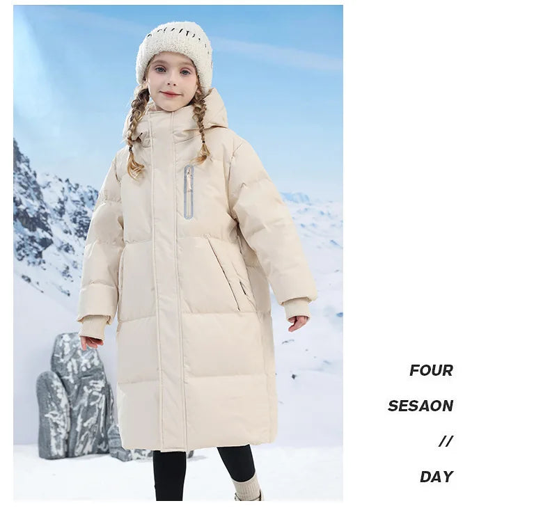 -20 degrees Celsius Down boys and girls jackets,2025 new medium-length thickened cotton-padded jackets for children to keep warm