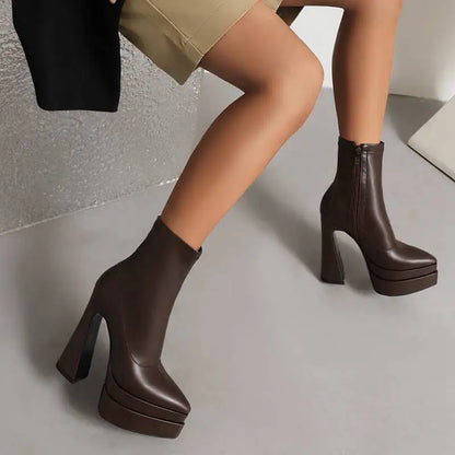 REAVE CAT Ladies Boots 15cm Shaft Stretchy Pointed Toe High Heel 6 inch Platform 5cm Big Size 46 Party