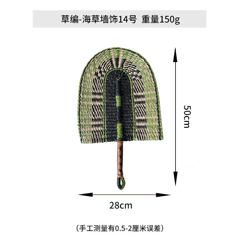 Boho Style Straw Fan Hand Woven Manual Paddle Fan Wall Decoration Of Nordic Homestays Art Crafts Fan Home Decor Accessories