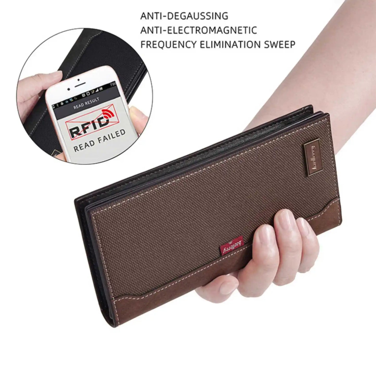 Business RFID Splicing Bifold Clutch Bag New Men's Long Wallet Multi-Function Coin Purse Large Capacity Multi-Slot Card Holder