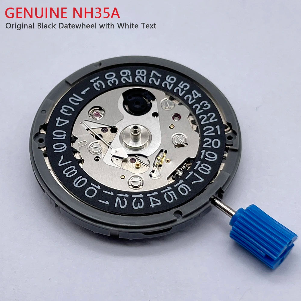 Original Japan NH35 Automatic Mechanical Movement Black Datewheel White Text 24 Jewels Mod Replace Mechanism NH35A Tmi Top Rated