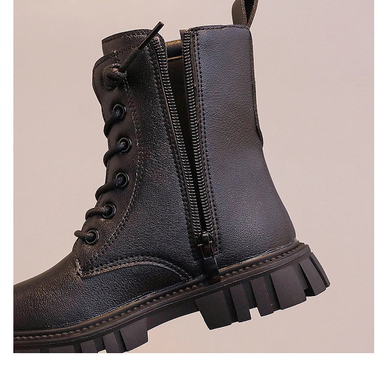 Girls Short Boots Autumn Winter 2023 New Korean Style Children Fashion Casual Short Boots Drop Shipping Simple Non-slip Kids PU