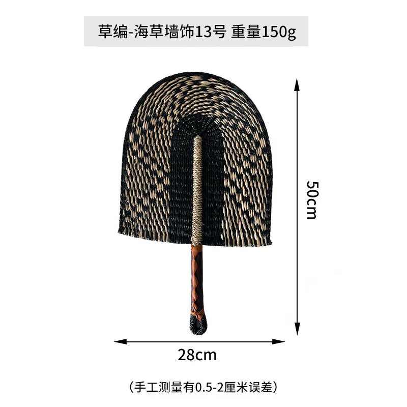 Boho Style Straw Fan Hand Woven Manual Paddle Fan Wall Decoration Of Nordic Homestays Art Crafts Fan Home Decor Accessories