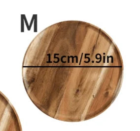 1Pc Wood Serving Plate Handmade Kitchen Dinner Plate with Grooved Handle Tray Durable Tableware Home Kitchen Supplies Gadgets