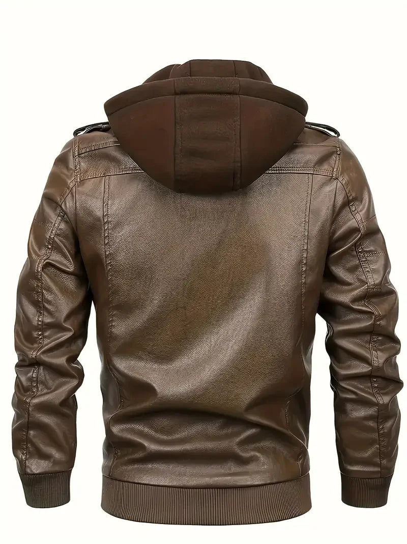 Motorcycle Leather Jackets Man Casual Fashion Motorcycle Coat Slim Fit Lapel PU Jackets Autumn Anti-wind Leather Coat Male
