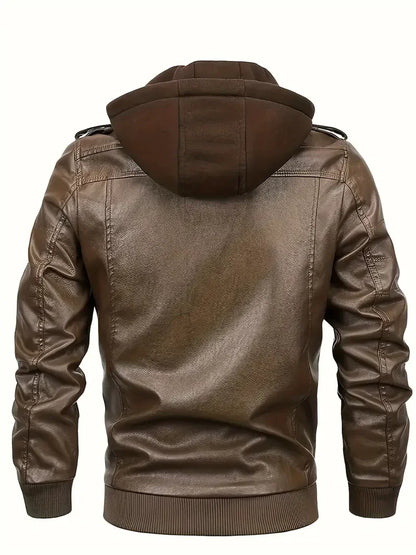 Motorcycle Leather Jackets Man Casual Fashion Motorcycle Coat Slim Fit Lapel PU Jackets Autumn Anti-wind Leather Coat Male