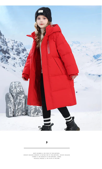 -20 degrees Celsius Down boys and girls jackets,2025 new medium-length thickened cotton-padded jackets for children to keep warm