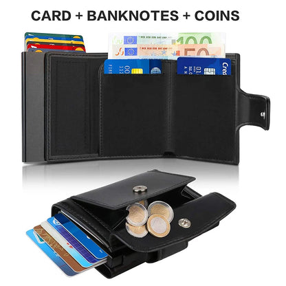 Rfid Credit Card Holder Wallets Men Black Magic Trifold Leather Slim Mini Wallet Small Money Bag Male Purses Carteira Masculina