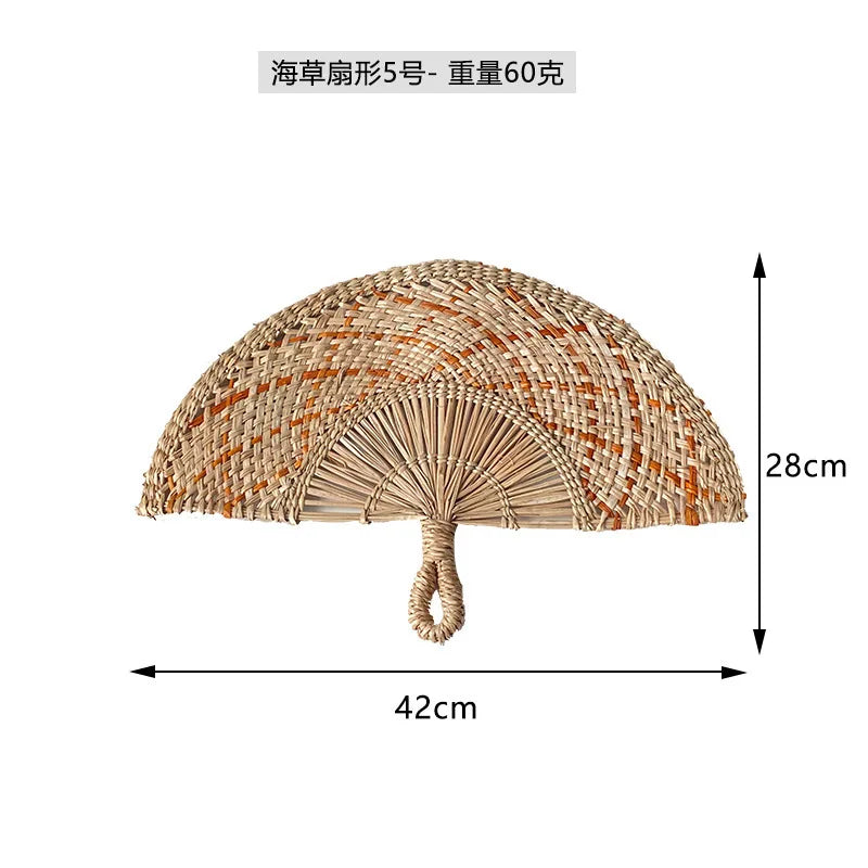 Boho Style Straw Fan Hand Woven Manual Paddle Fan Wall Decoration Of Nordic Homestays Art Crafts Fan Home Decor Accessories