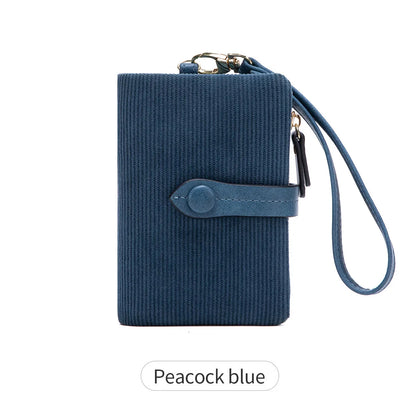 Solid Color Women's Trifold Wallet RFID Shielding Multifunctional Large Capacity Credit Card Bag with ID Window Short Coin Purse