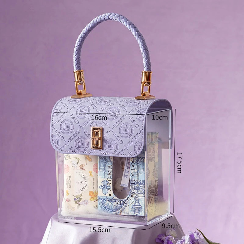 Light Luxury Acrylic Transparent Packaging Box Wedding Party Companion Gift Boxes Happy Candy Handheld Box Jewelry Storage Box